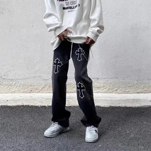 Japanese Brand Street hip hop cross print jeans Size US 32 / EU 48 - 5 Thumbnail
