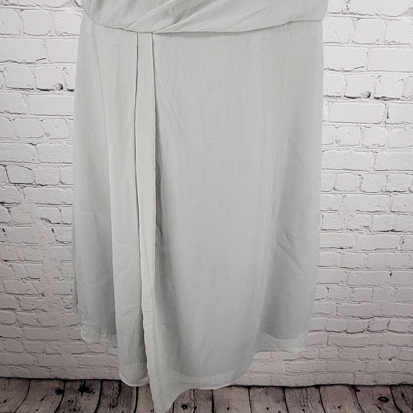 Vintage NWD David's Bridal Mercury Chiffon One Shoulder Pleated Short Lined Dress Size 8 Size 30" / US 8 / IT 44 - 7 Thumbnail