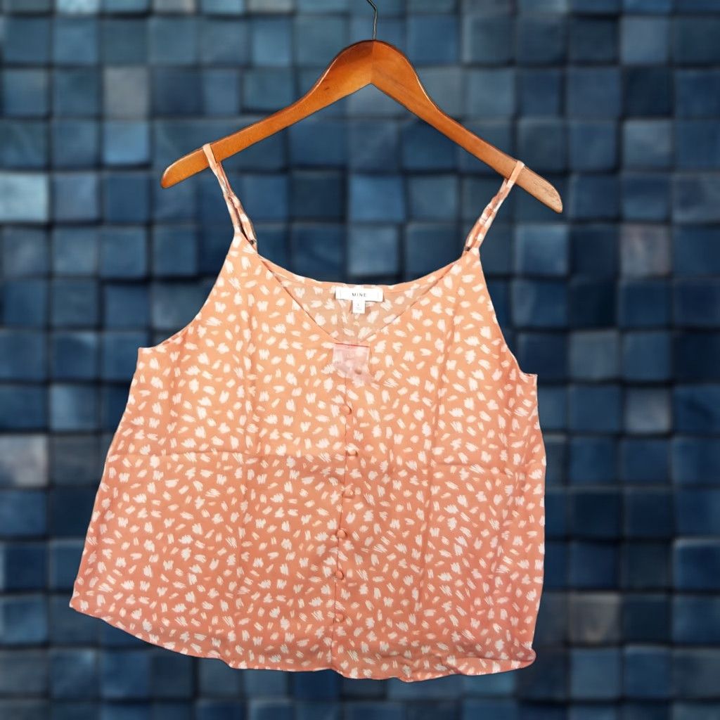 Anthropologie VINTAGE Anthropologie MINE Women's Tank Top Sleeveless Spaghetti Strap Floral Peach Large Orange 90s Size L / US 10 / IT 46 - 1 Thumbnail
