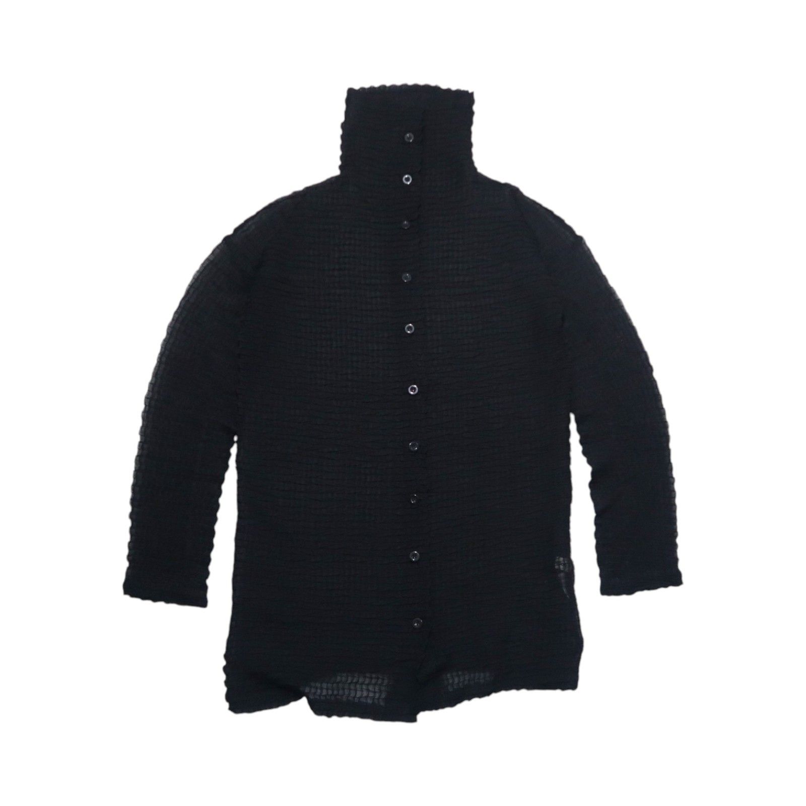 Issey Miyake Plantation Zig Zag Pleats Mesh High Neck