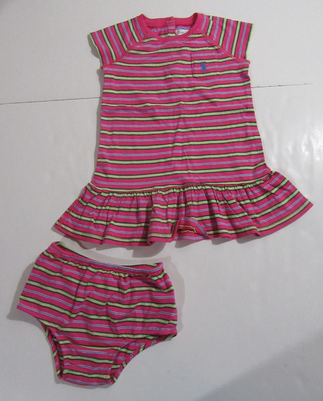Polo Ralph Lauren Ralph Lauren Polo Girls 2 Pc Dress Pink Striped 18 M NWT Size ONE SIZE - 2 Thumbnail