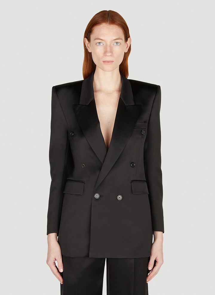 Saint Laurent Paris o1bcso1str1224 Jacket In Silk Satin in Black Size XS / US 0-2 / IT 36-38 - 1 Thumbnail