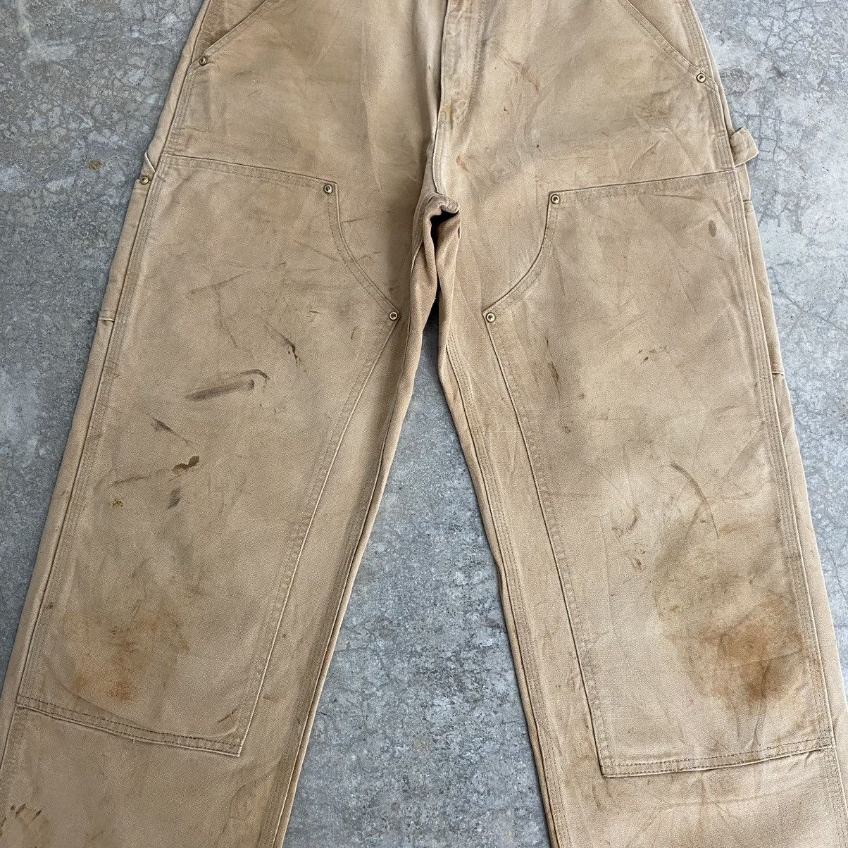 Carhartt VTG Carhartt Double Knee Faded Tan Dirty Carpenter Pants Size US 33 - 4 Thumbnail