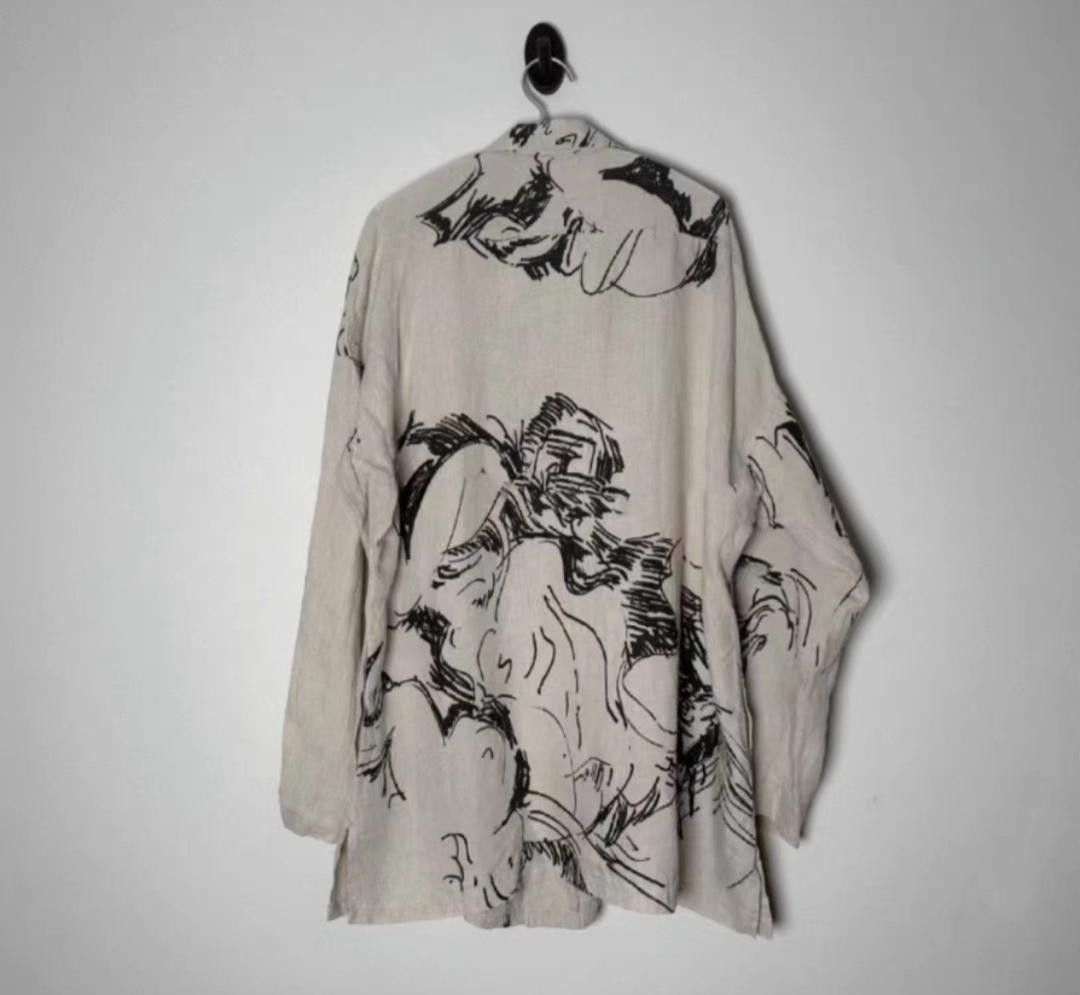 Yohji Yamamoto yohji yamamoto pour homme 18SS Yuka Asakura linen jacket Size US L / EU 52-54 / 3 - 3 Thumbnail