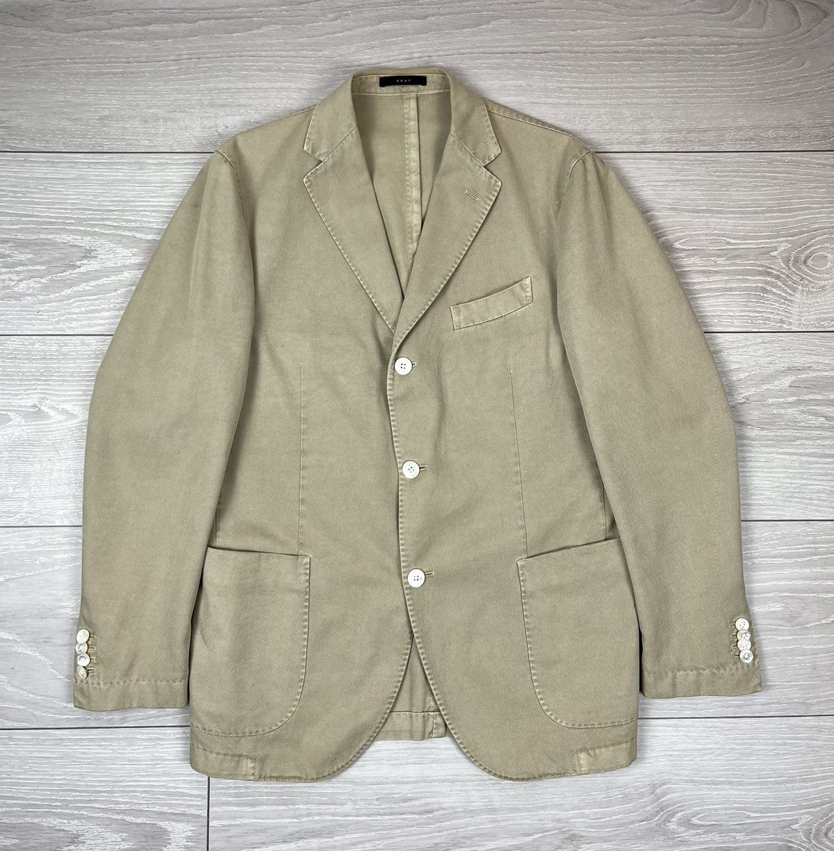 Boglioli Boglioli Coat Luxury Cotton Beige Blazer Jacket 52 size Size US L / EU 52-54 / 3 - 1 Thumbnail