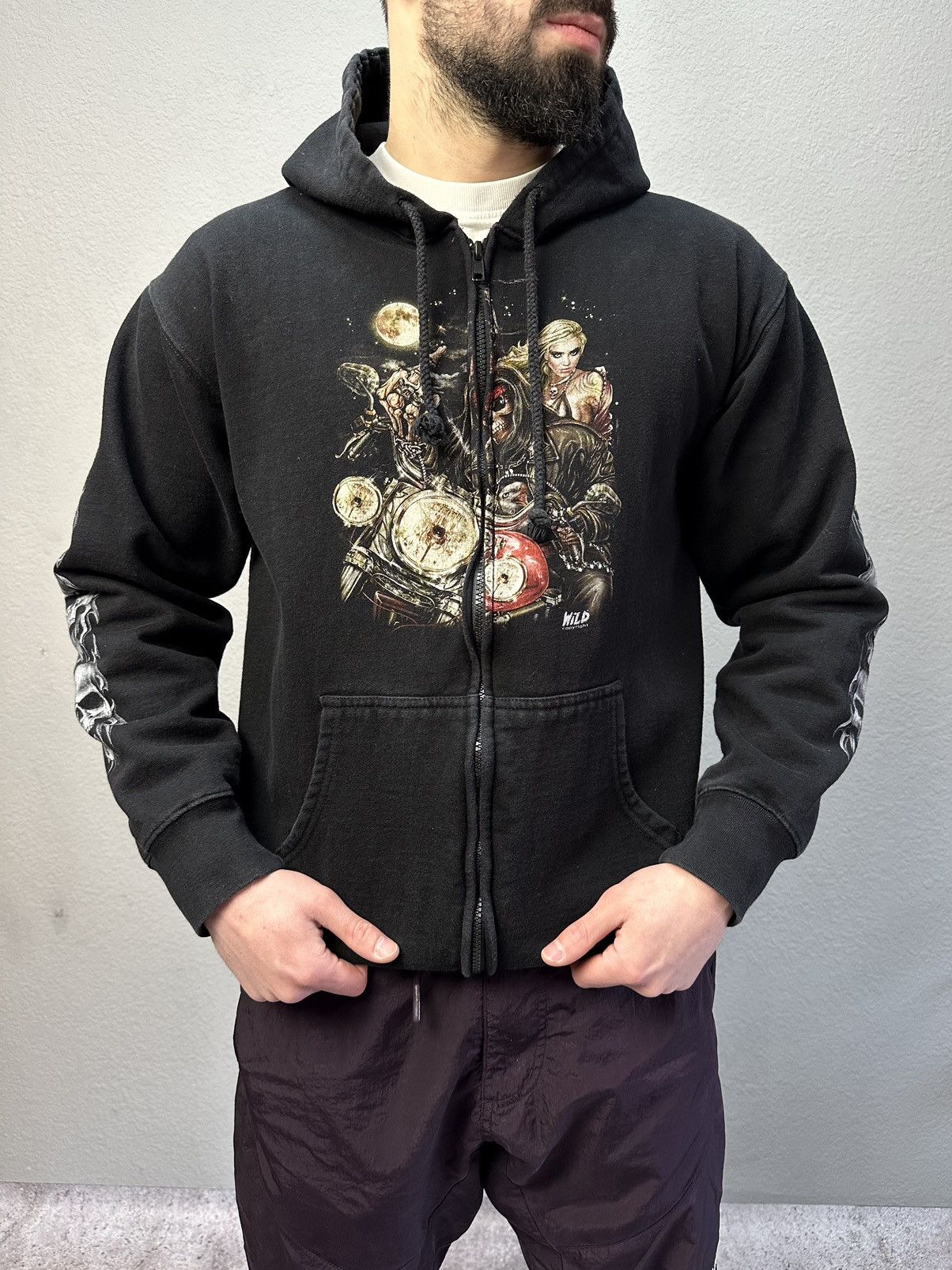 Japanese Brand × Vintage Vintage Distressed Hoodie Death Big Logo Y2K Ed Hardy Style Size US M / EU 48-50 / 2 - 7 Thumbnail
