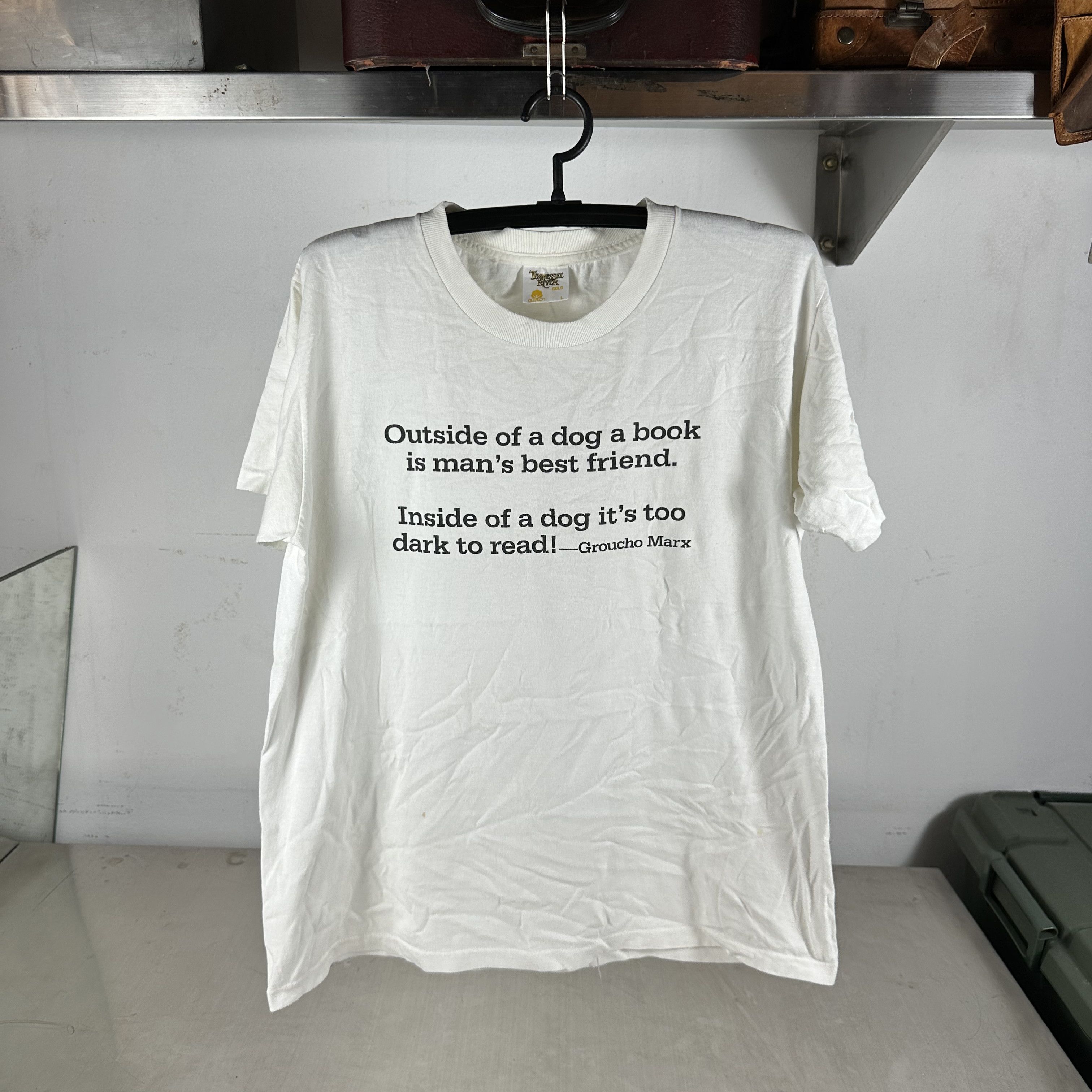 Vintage Groucho Marx Outside of a Dog a Book Man's Best Friend Tee Size US XL / EU 56 / 4 - 1 Thumbnail