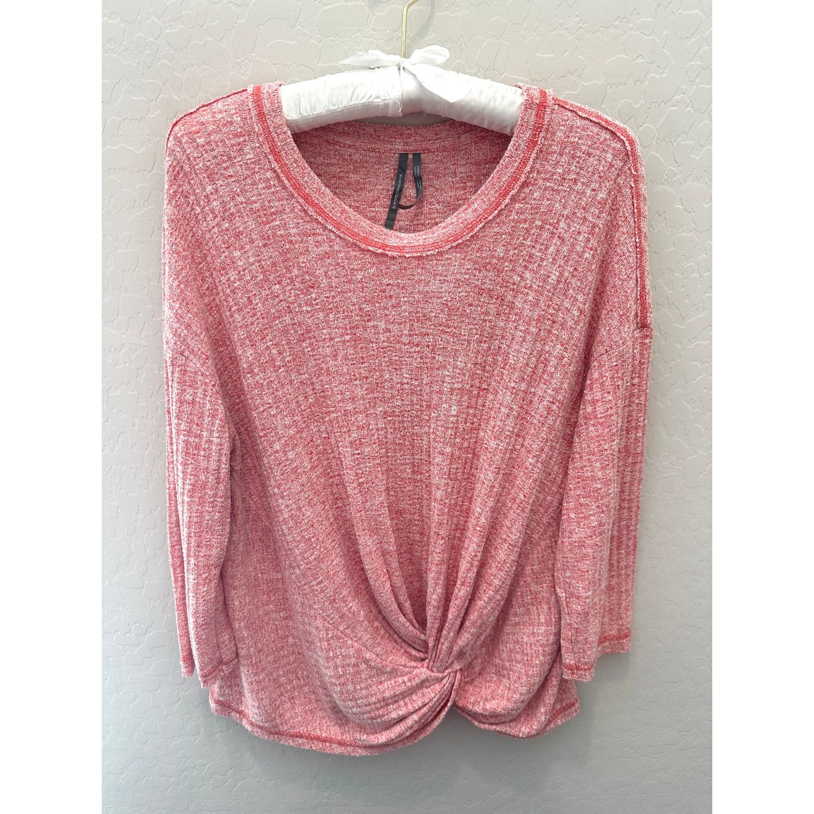 Anthropologie ANTHROPOLOGIE | Orange Ribbed Twist Front 3/4 Sleeve Top Size M / US 6-8 / IT 42-44 - 1 Thumbnail