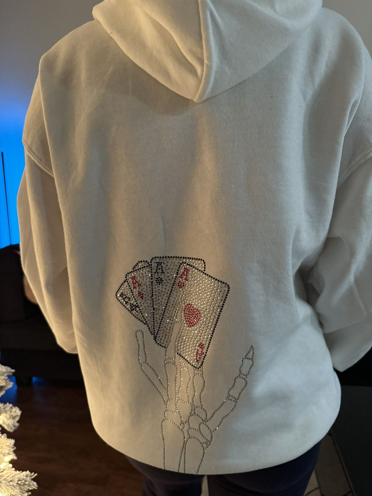 Vintage Rhinestones Poker Cards Cross Vintage Hoodie Size US M / EU 48-50 / 2 - 9 Thumbnail