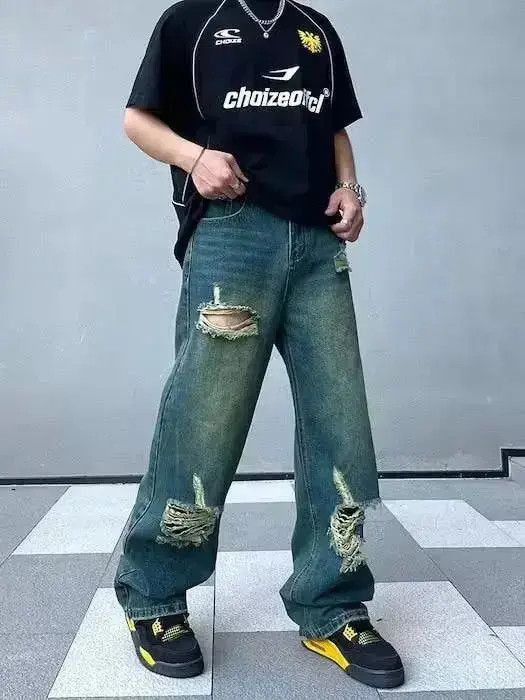 Japanese Brand Distressed Baggy Flared Denim Jeans Size US 30 / EU 46 - 2 Thumbnail