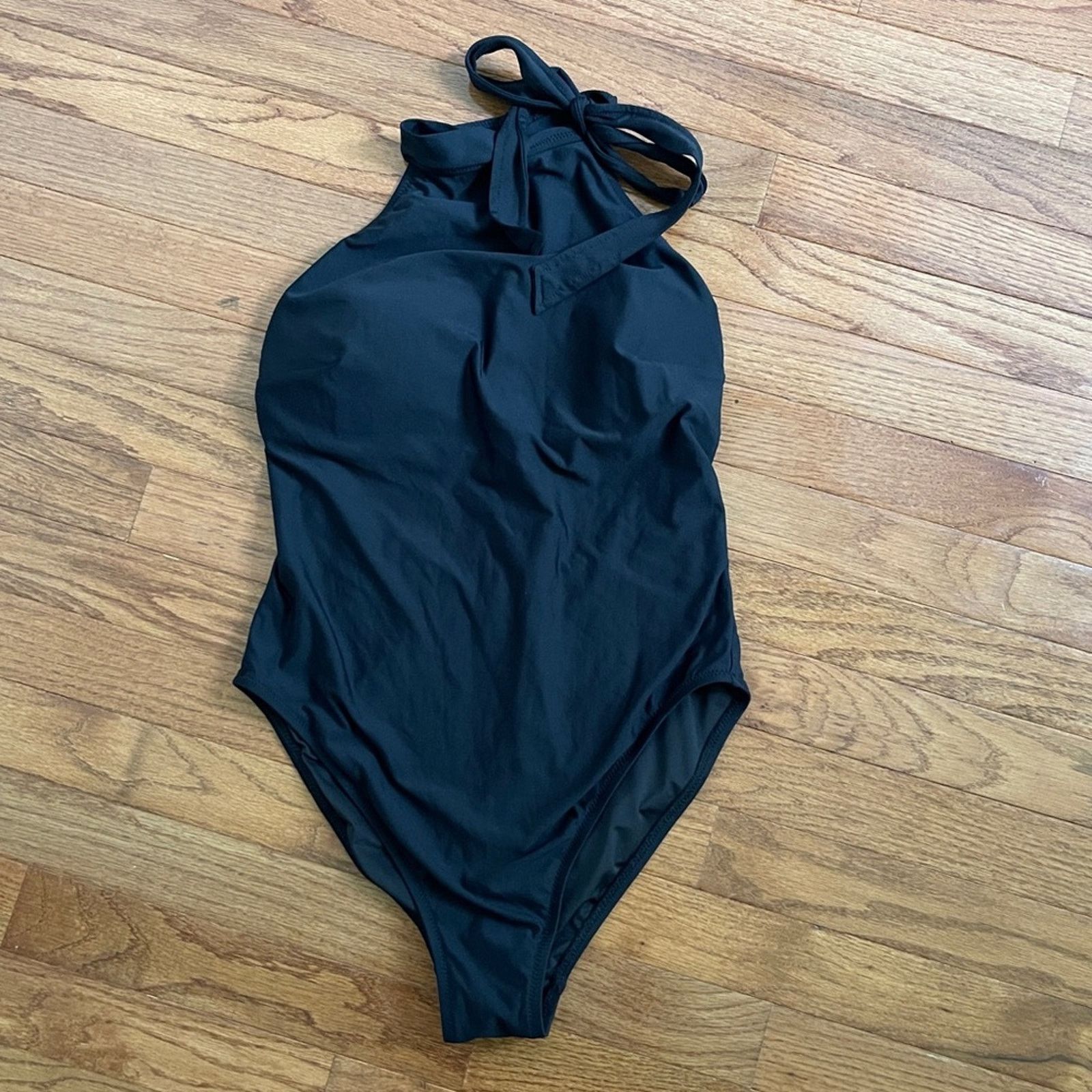 J.Crew J.Crew Halter Bow Tie One Piece Swimsuit Black Size 10 Size ONE SIZE - 3 Thumbnail