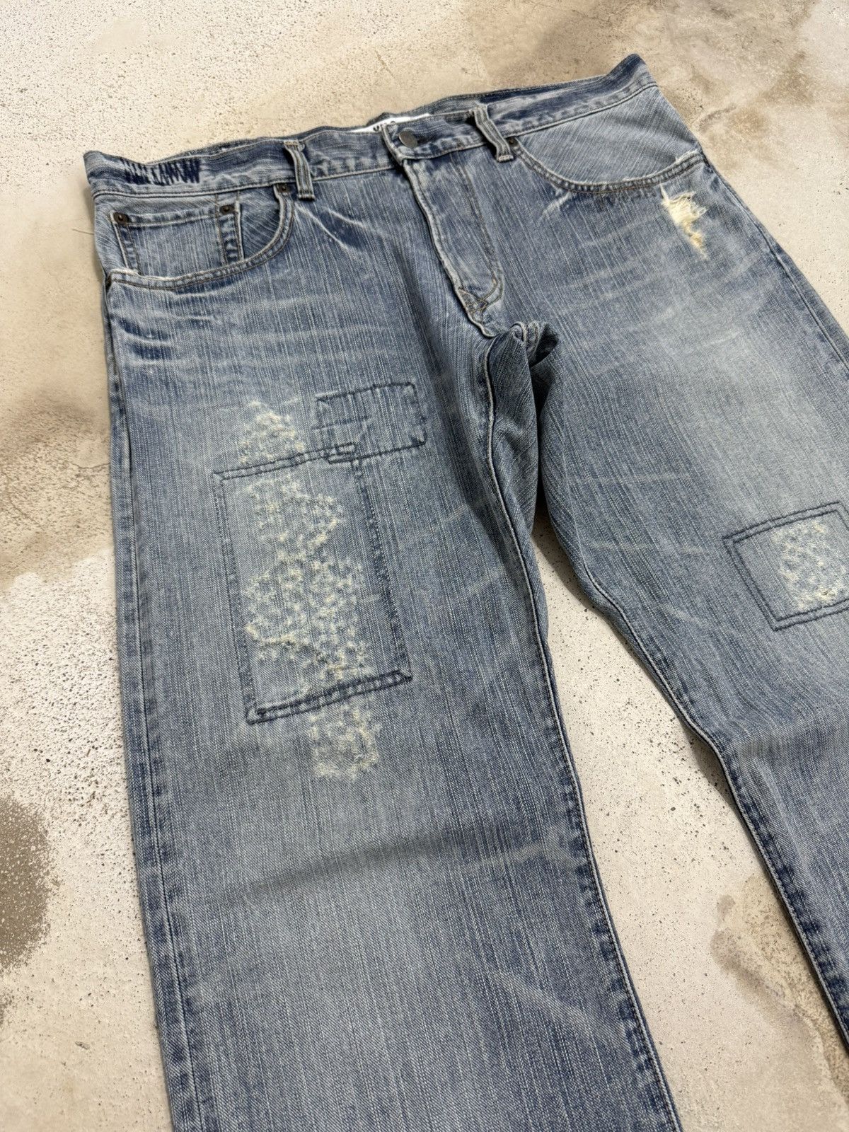 Edwin Edwin XVS Vintage Sashiko Japanese Distressed Denim Pants Size US 36 / EU 52 - 5 Thumbnail