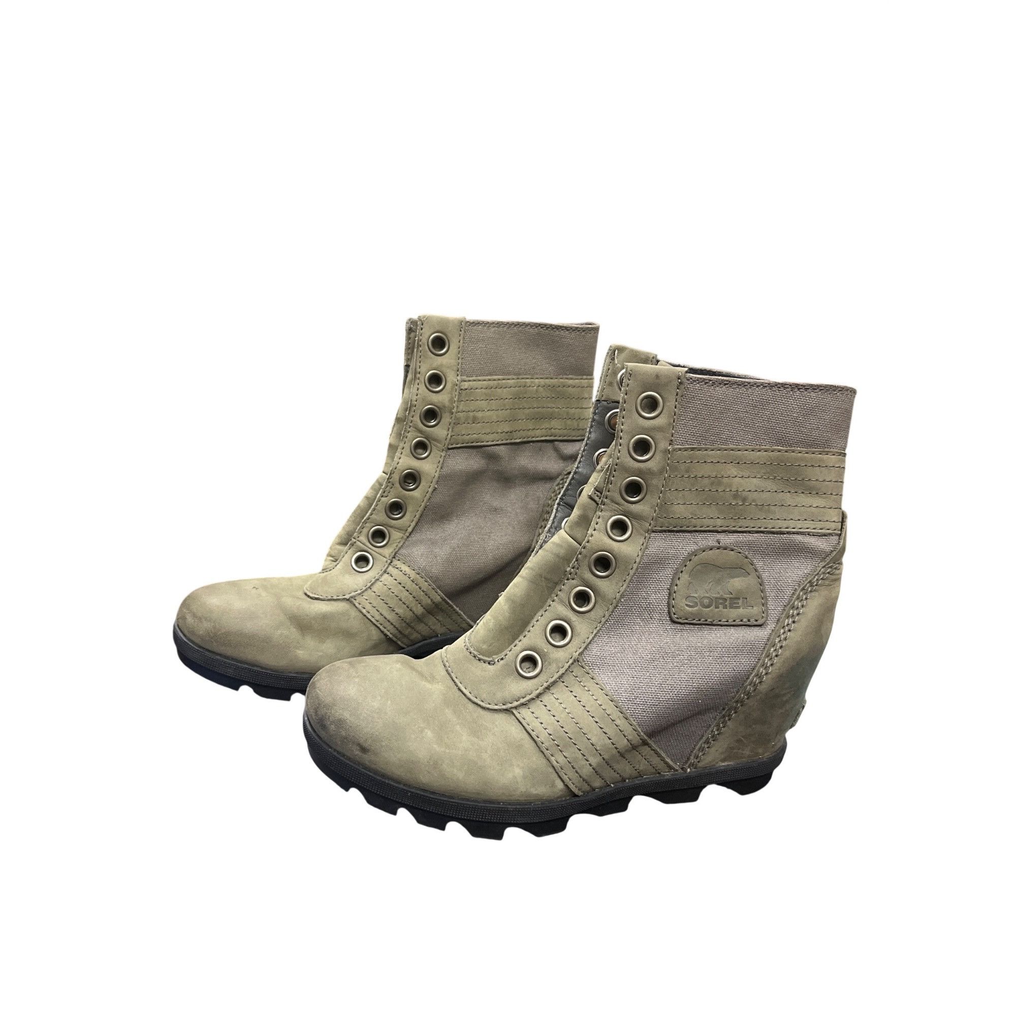 SOREL Sorel wms gray green ankle leather canvas hiking casual boot Size US 8 / IT 38 - 7 Thumbnail