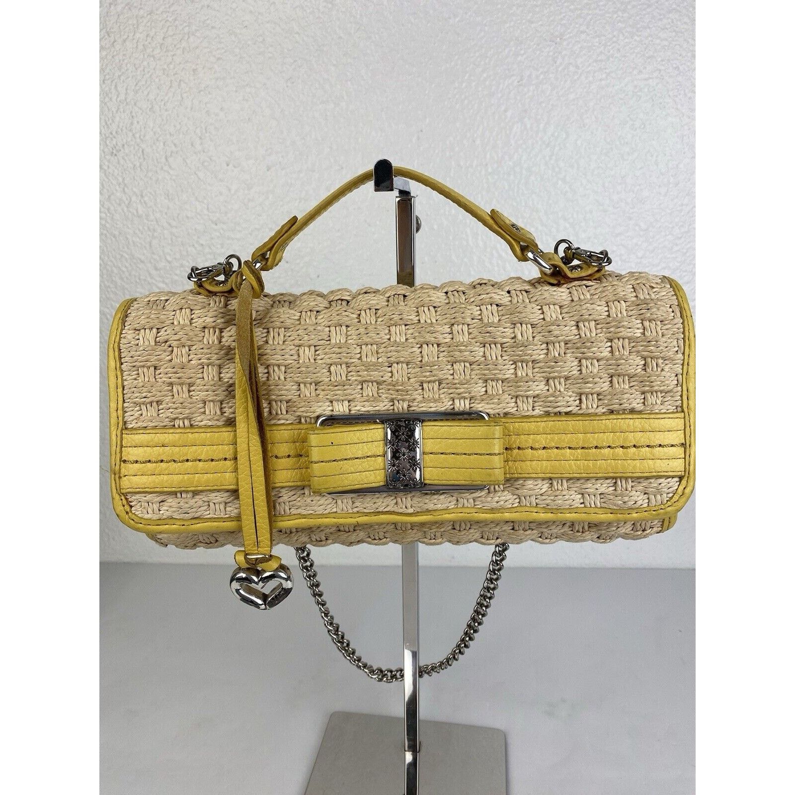 Brighton VTG BRIGHTON Straw Bag Yellow Leather Lined Purse Raffia Size ONE SIZE - 1 Thumbnail