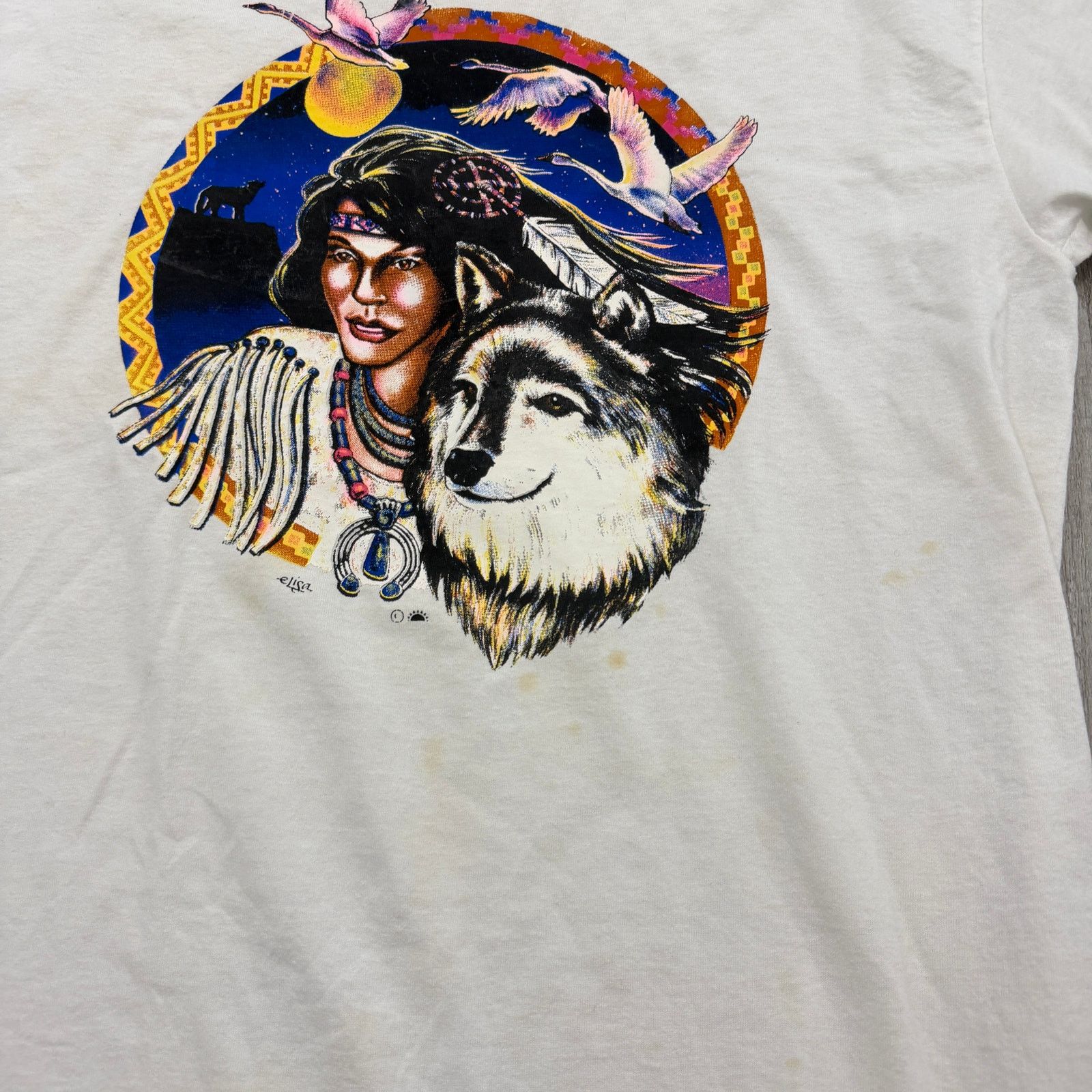 Vintage Vintage Native American Shirt Size Large Wolf Tribal 90s Size US L / EU 52-54 / 3 - 3 Thumbnail