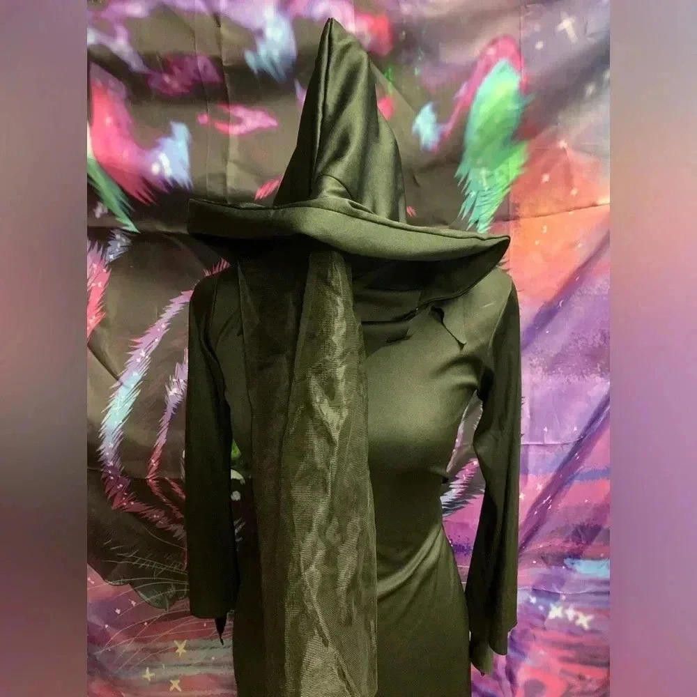 Designer Gothic Hooded Dress with Flared Sleeves Size ONE SIZE - 2 Thumbnail
