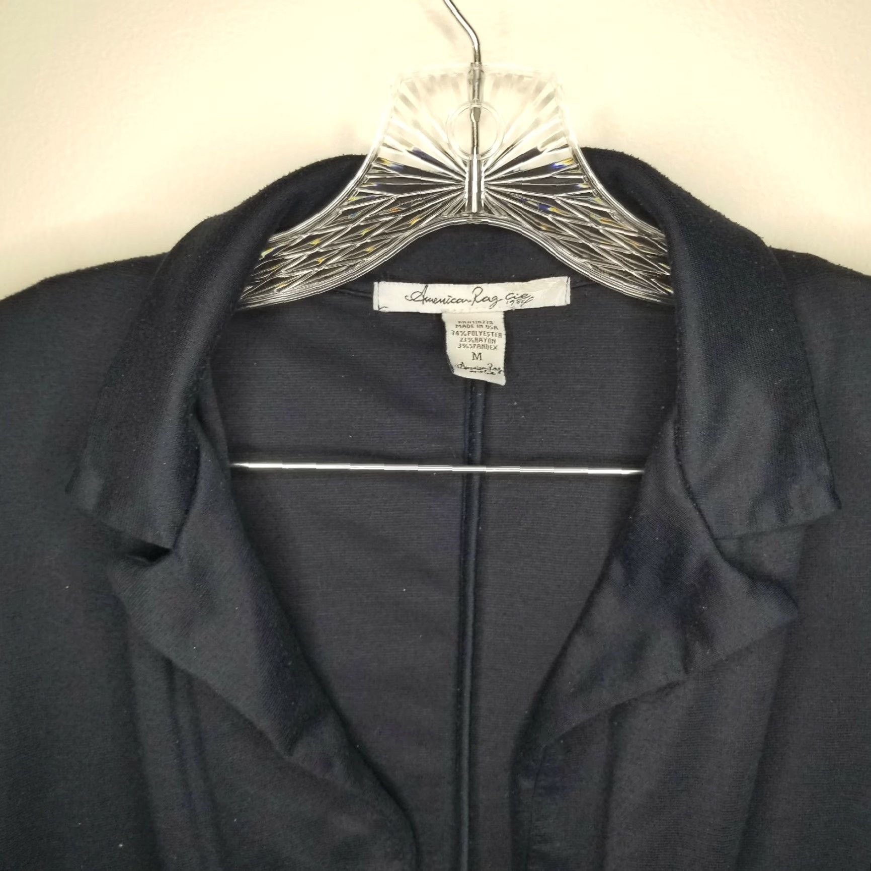 Vintage AMERICAN RAG Blazer Womens Medium Blue One Button Regular Fit Size M / US 6-8 / IT 42-44 - 3 Thumbnail