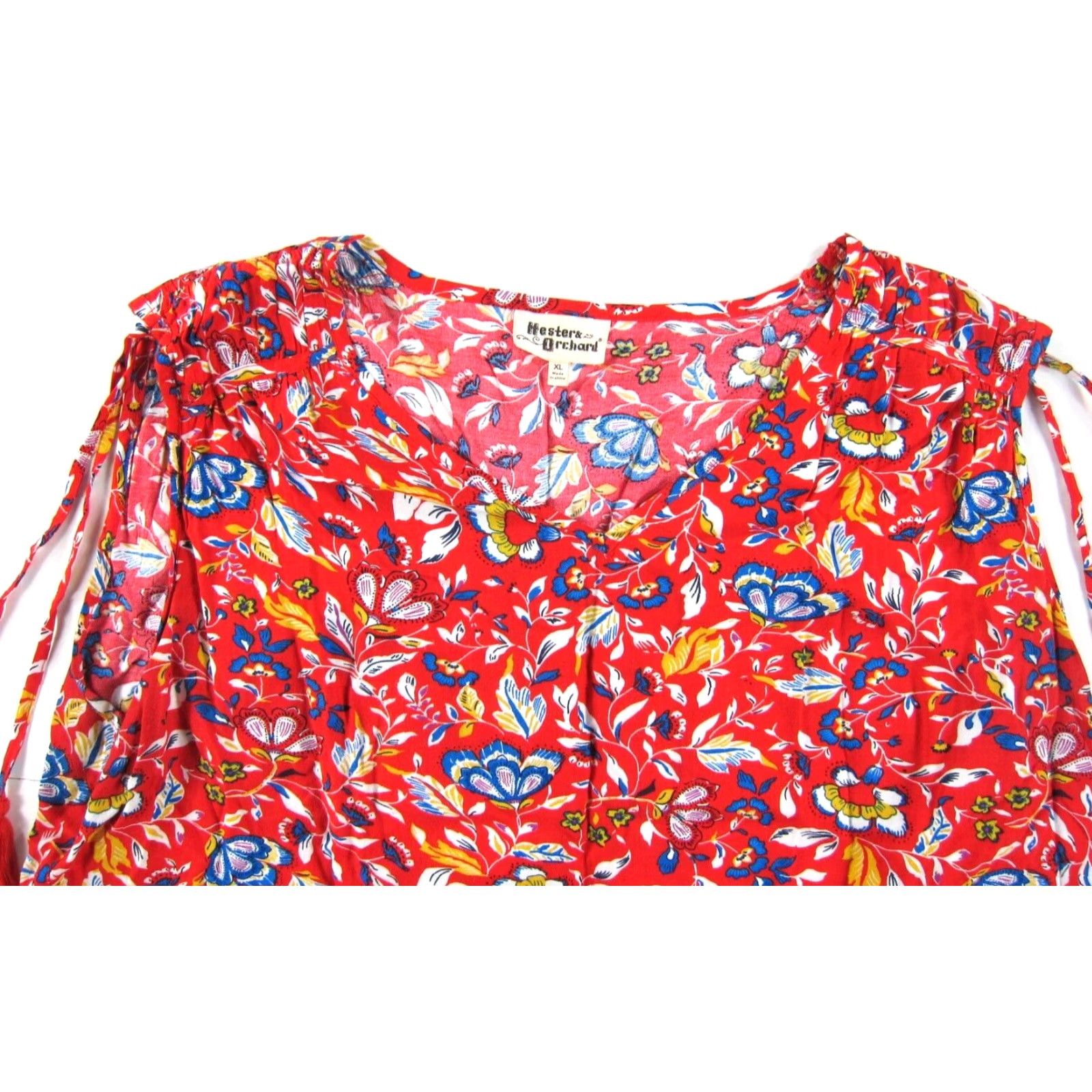 Anthropologie VINTAGE Hester & Orchard Anthropologie Rayon Red Blue Yellow Floral Sleeveless Blouse XL Size XL / US 12-14 / IT 48-50 - 4 Thumbnail