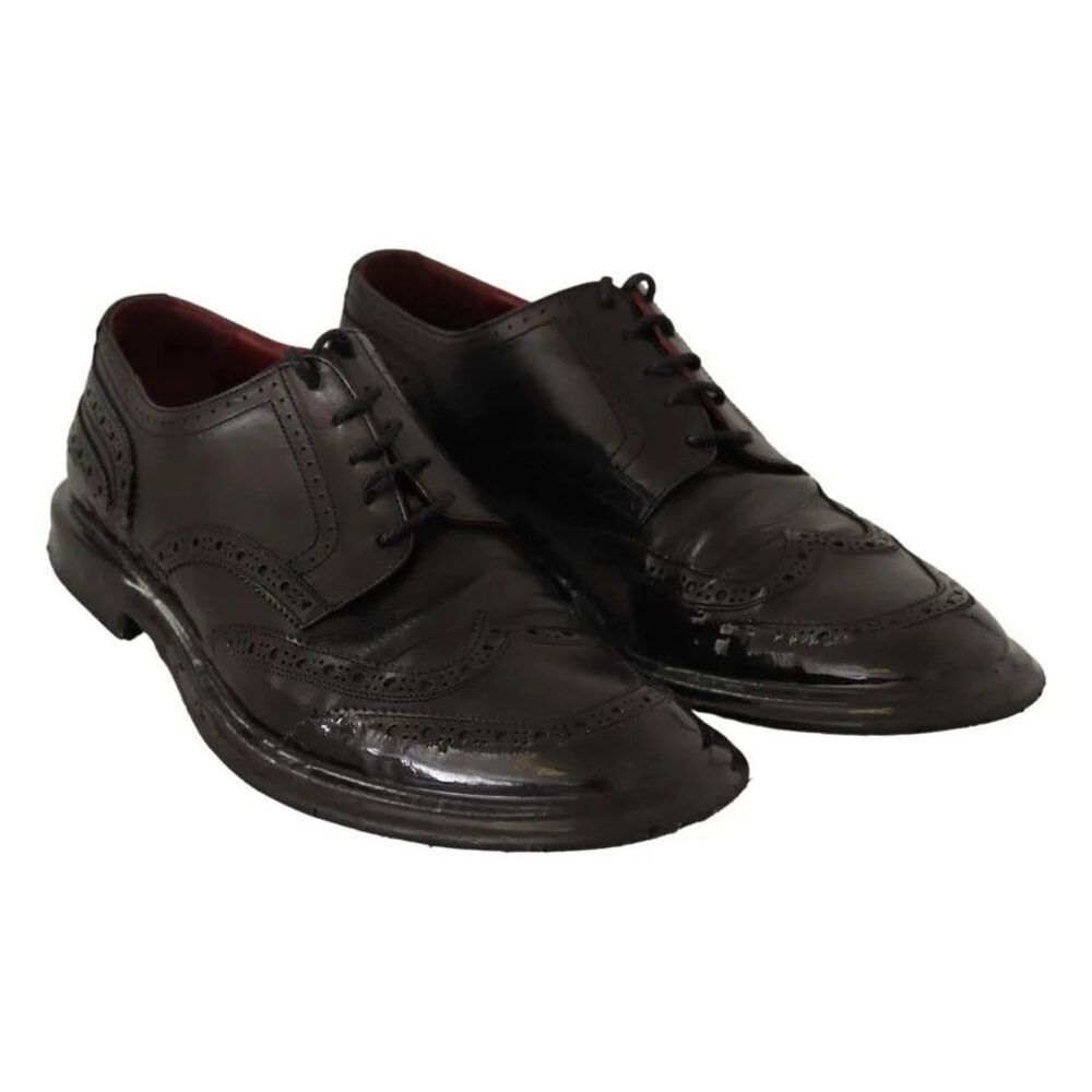 Dolce & Gabbana Dolce & Gabbana Black Leather Brogue Oxford Dress Shoes Size US 9 / EU 42 - 3 Thumbnail
