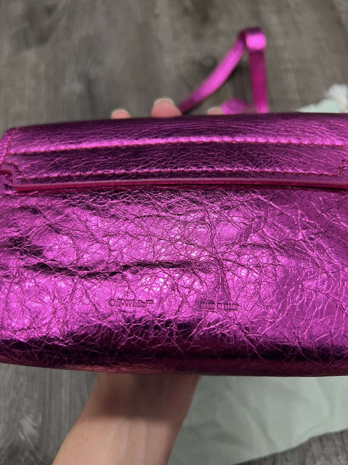 Off-White Off-White Laminate Small Metallic Shoulder Bag Fuchsia New Size ONE SIZE - 10 Thumbnail