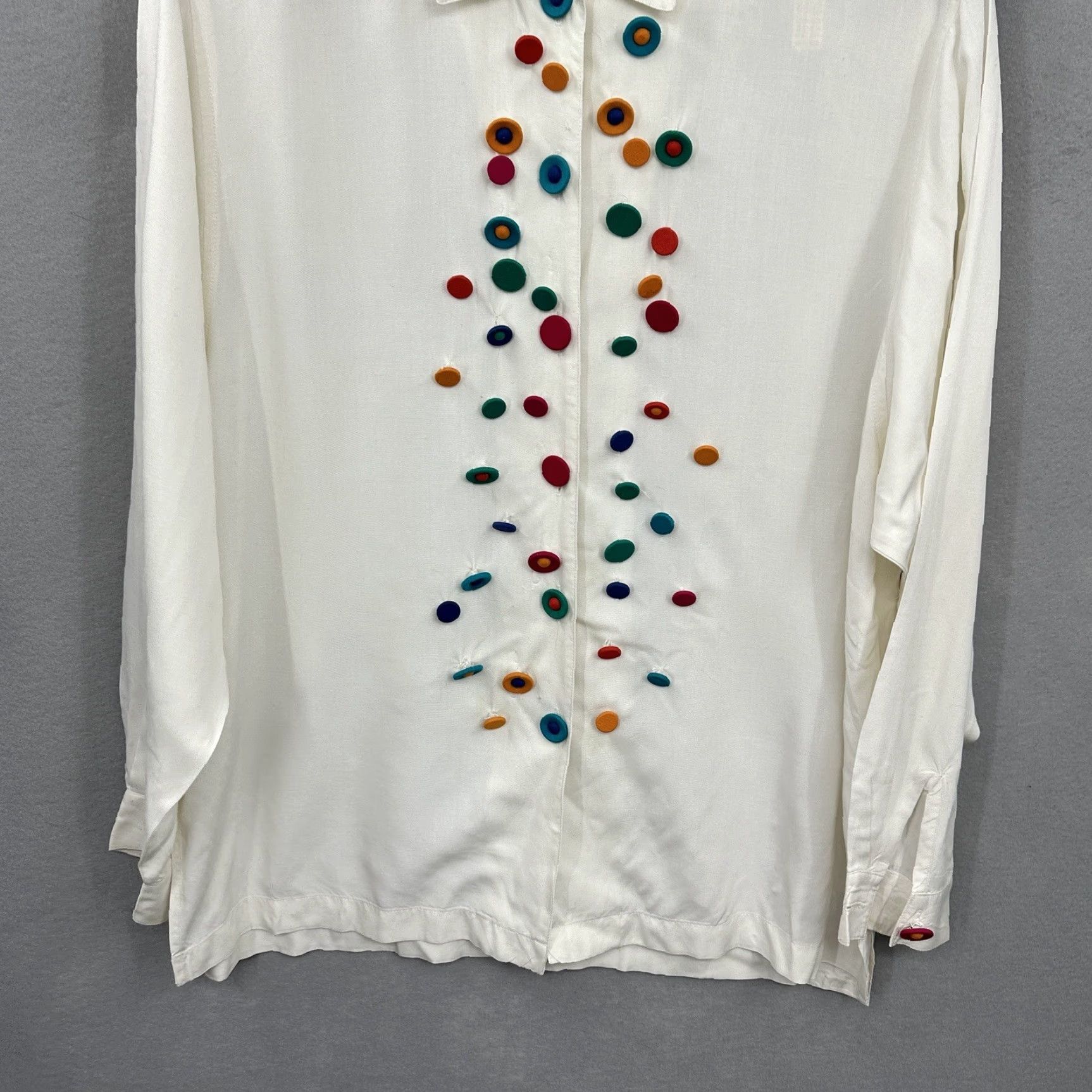 Express VINTAGE Express Blouse Shirt Womens S Ivory 90s Clowncore Button Collared Long Sleeve Retro Boho 80s 90s Womens Size S / US 4 / IT 40 - 3 Thumbnail