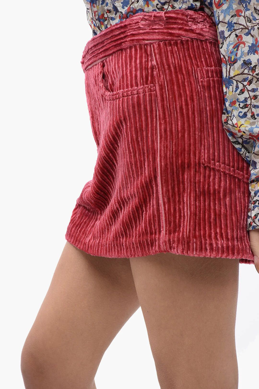 Isabel Marant og1mm0326 Low-Rise Corduroy Miniskirt in Red Size 30" / US 8 / IT 44 - 2 Thumbnail