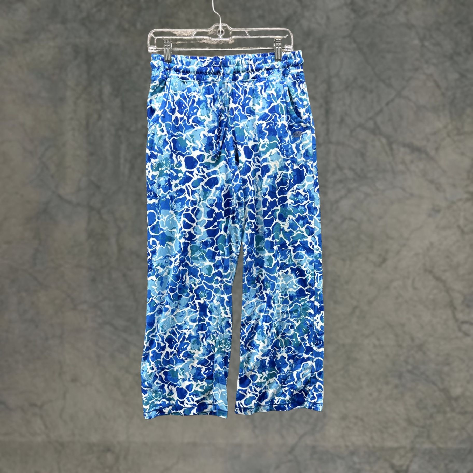 Vintage Reel Legends Sweatpants Womens PS Petite Blue Camo Drawstring Beach Wide Leg Pants Size 28" / US 6 / IT 42 - 1 Thumbnail