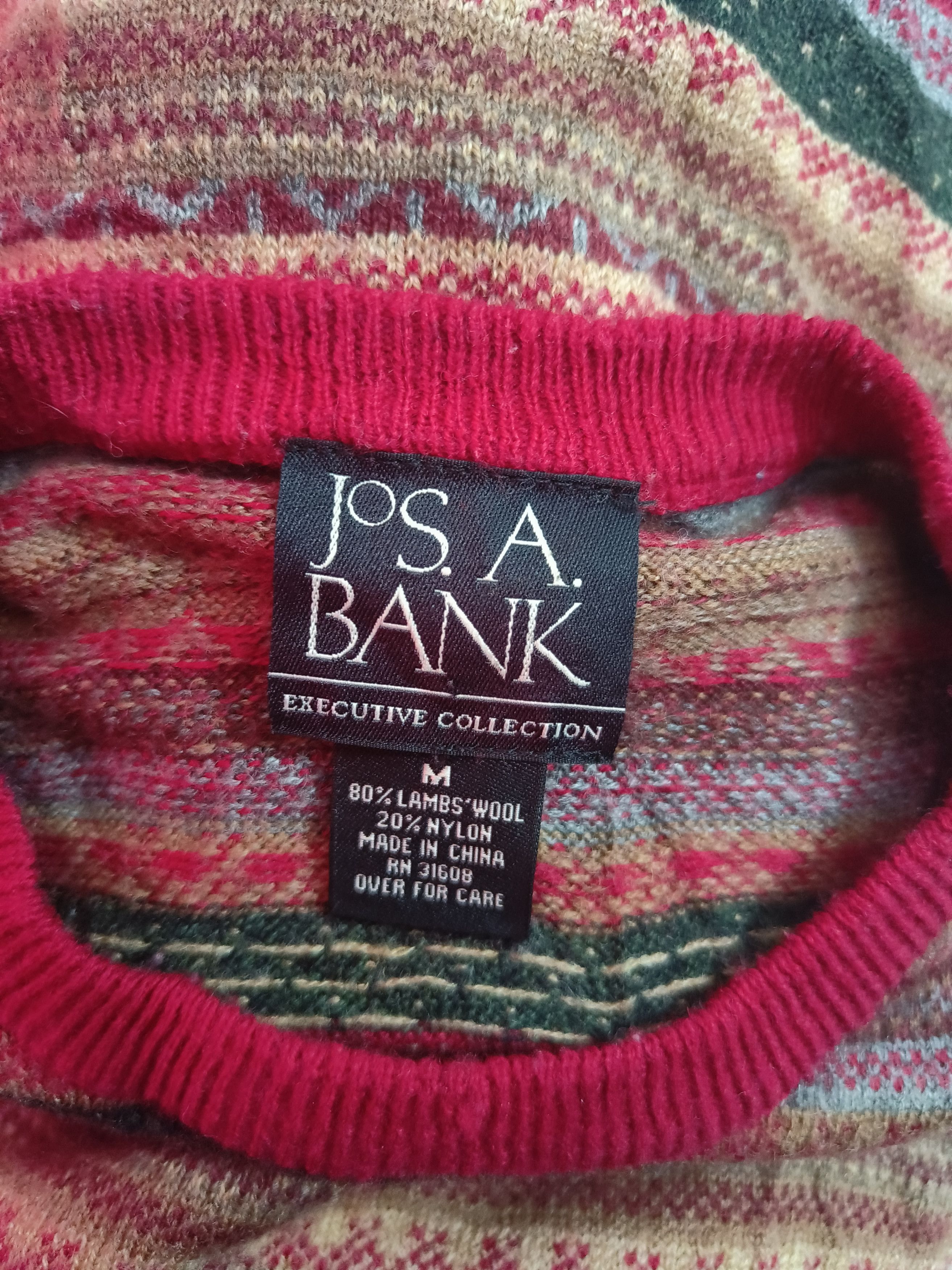 Jos. A. Bank Vintage 90s JOS A BANK Aztec Ethnic Motifs Knit Sweater Size US M / EU 48-50 / 2 - 9 Thumbnail