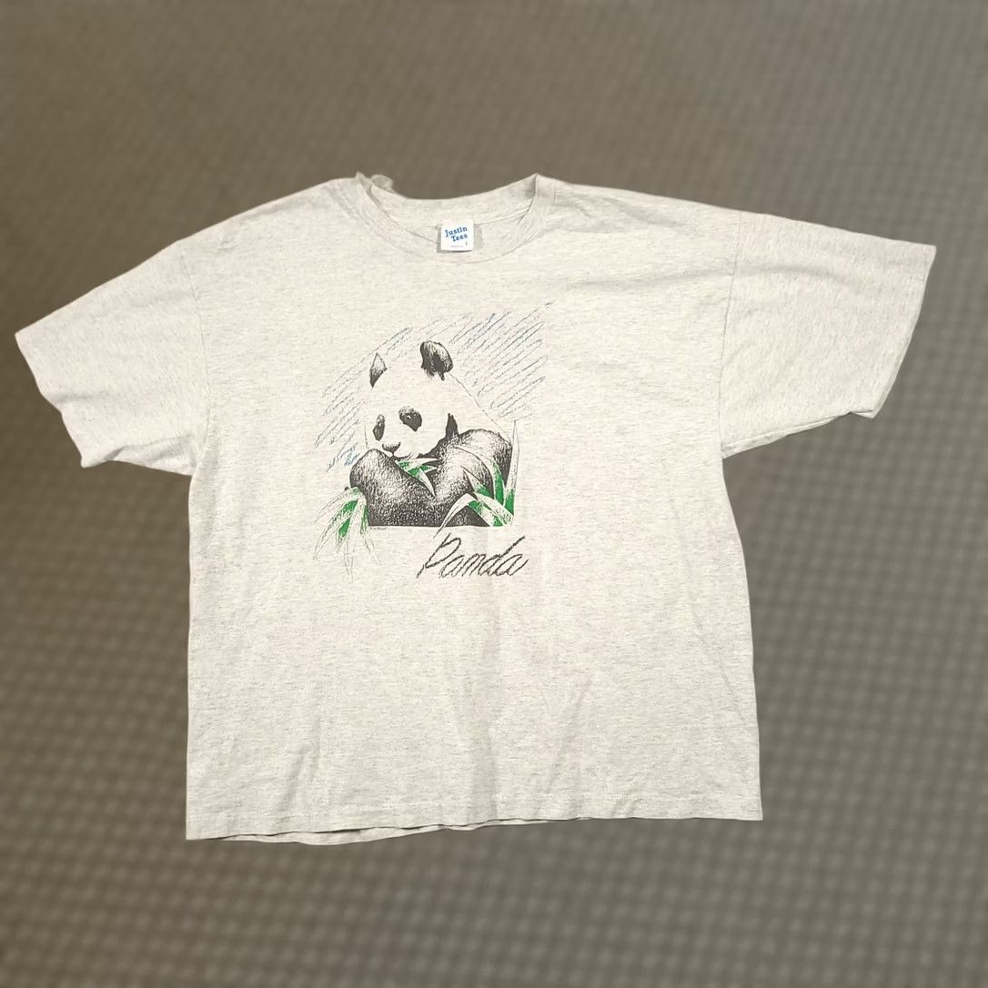 Vintage VINTAGE 90s Panda Animal Nature Art Short Sleeve Gray T Shirt Large Mens Size US L / EU 52-54 / 3 - 1 Thumbnail