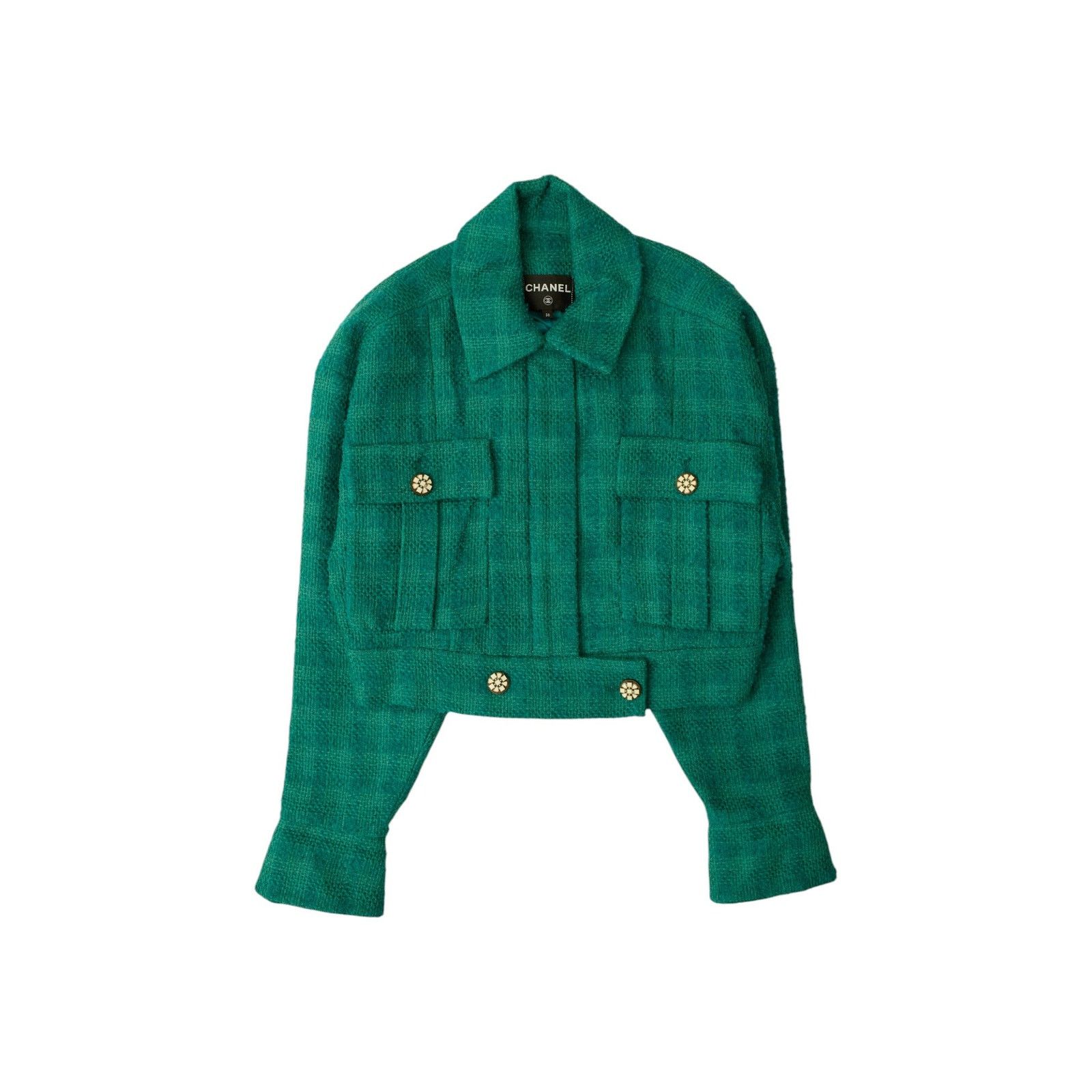 Chanel S/S 2006 Green Tweed Jacket Size XS / US 0-2 / IT 36-38 - 2 Thumbnail