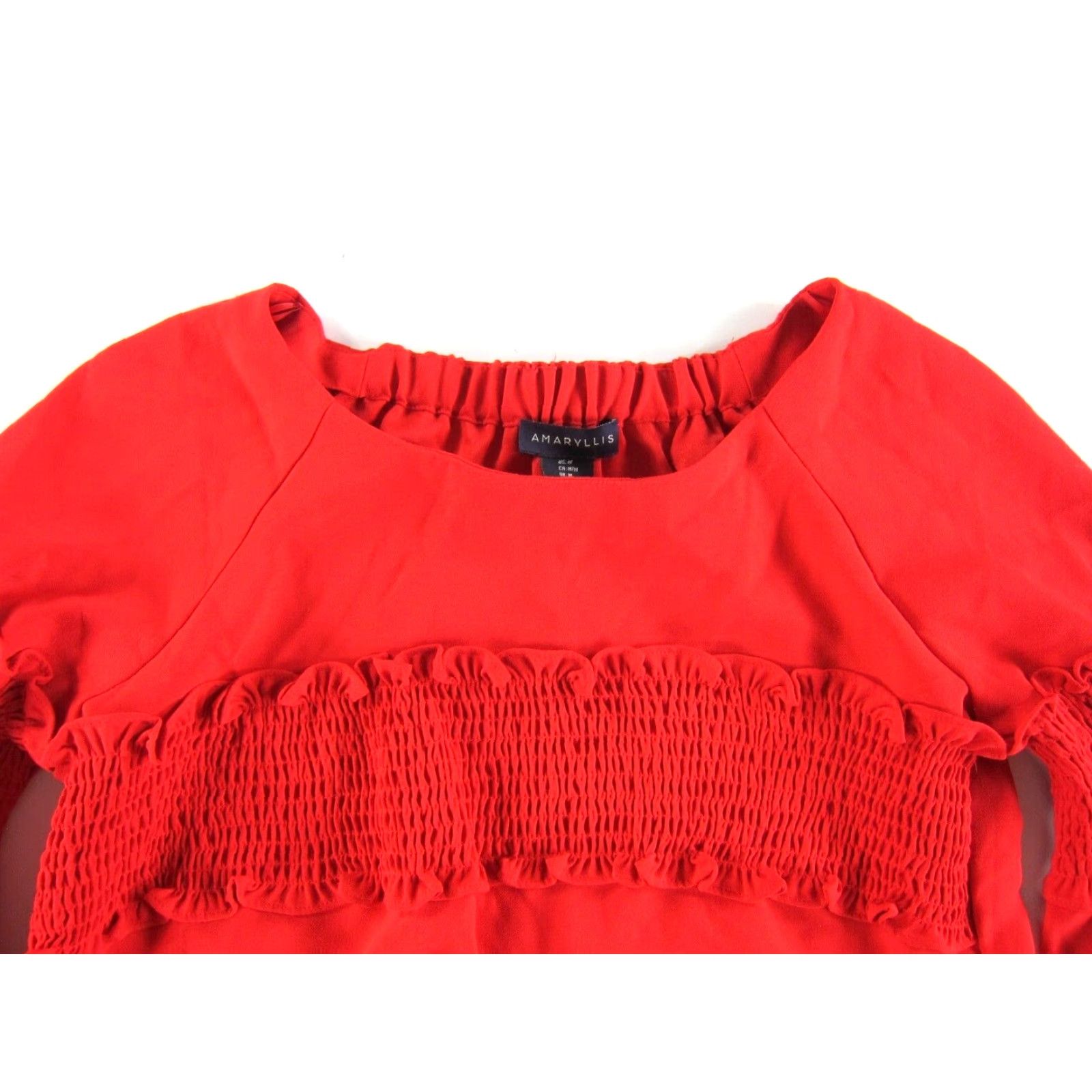 Vintage NWT Amaryllis Bright Red Ruffle Long Flare Sleeve Smock Tunic Blouse Medium Size M / US 6-8 / IT 42-44 - 3 Thumbnail