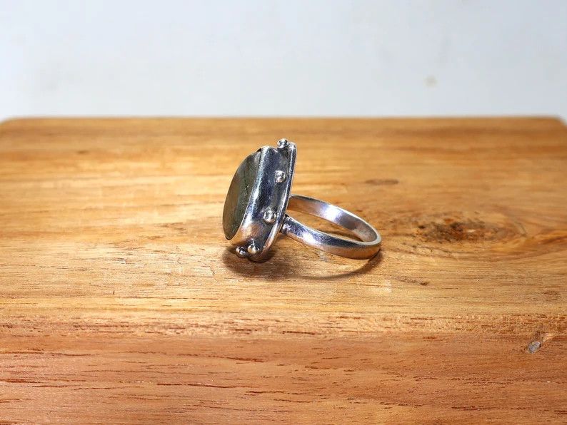 Handmade Handmade Rutile Quartz Sterling Silver Ring: Statement Ring Size ONE SIZE - 6 Thumbnail
