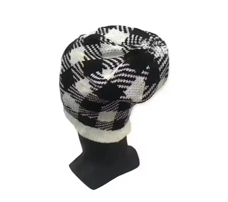 Vintage Sagres Plaid Tartan Beanie Hat Size ONE SIZE - 3 Thumbnail