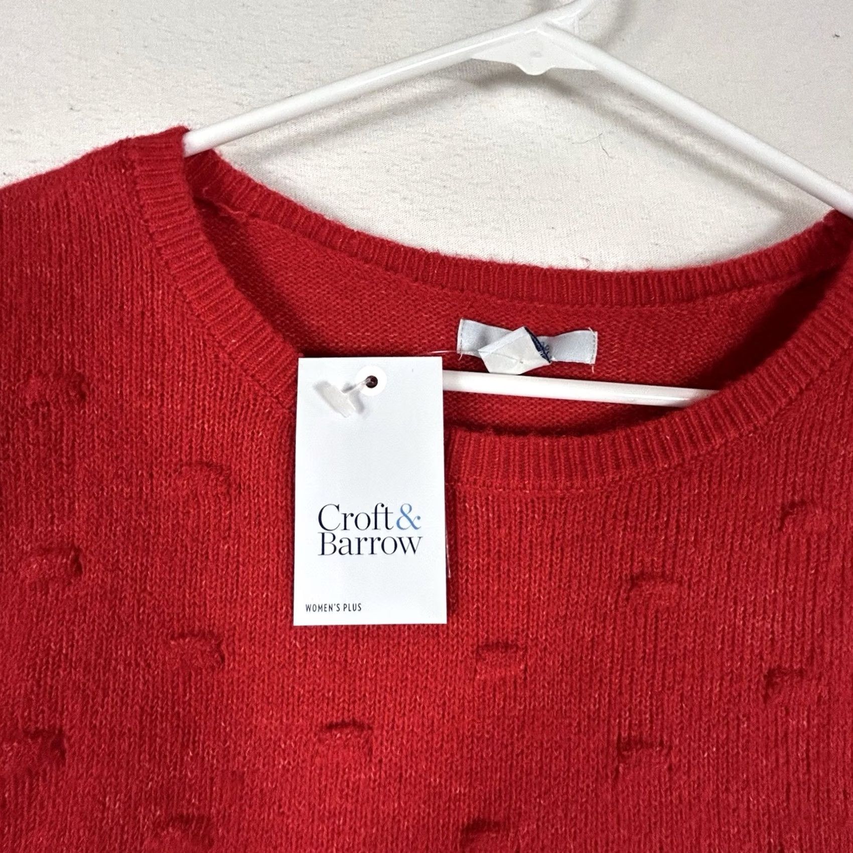 Croft & Barrow Croft & Barrow Crew Neck Sweater Womens 2X Red NWT Plus Size Casual Pullover Knit Lightweight Stretch Long Sleeve Vintage: No Size XXL / US 16-18 / IT 52-54 - 2 Thumbnail