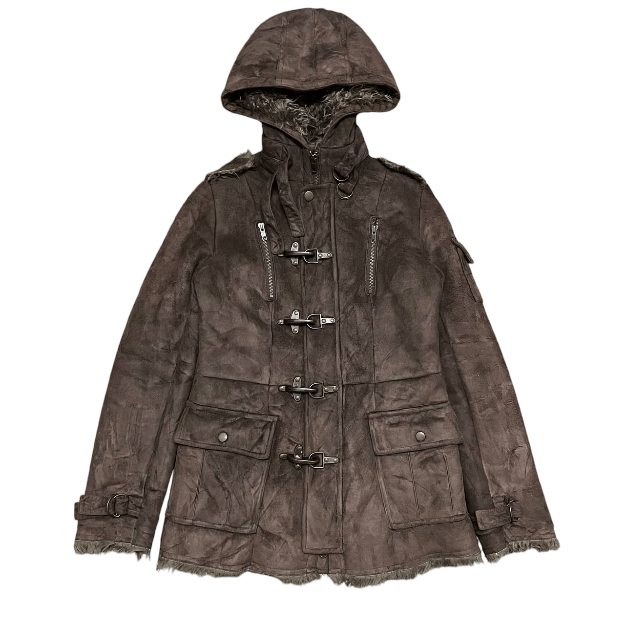 Japanese Brand Crazy Fur Egoist Hooded Coat Ifsixwasnine lgb style Size US S / EU 44-46 / 1 - 1 Thumbnail