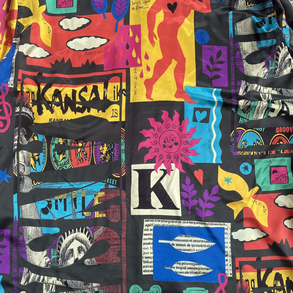 Kansai Yamamoto Rare Vintage 90s Kansai Man Allover Print Silk Shirt Size US L / EU 52-54 / 3 - 9 Thumbnail