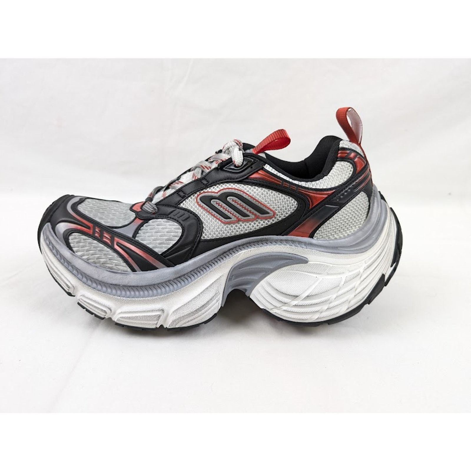 Balenciaga o1rshd1 10XL Sneakers Mesh in Grey/White/Red Size US 12 / EU 45 - 7 Thumbnail