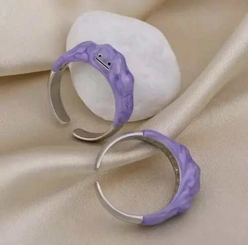 Other Purple Ditto Ring Silver Anime Pokemon Art Evolve Blob Size ONE SIZE - 2 Thumbnail