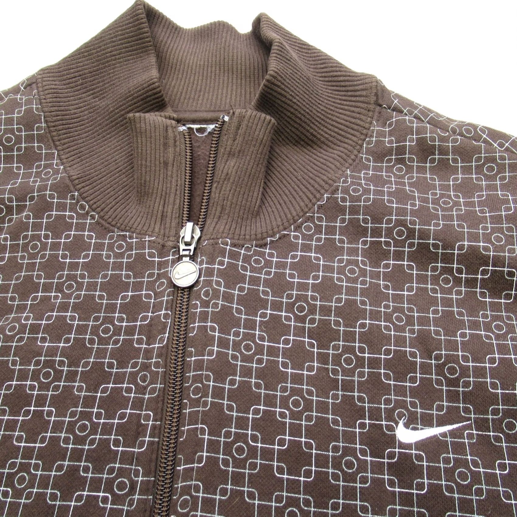 Nike VINTAGE Nike Jacket Women 2XL Brown Geometric Pocket Swoosh Fleece FullZip Size XXL / US 16-18 / IT 52-54 - 4 Thumbnail