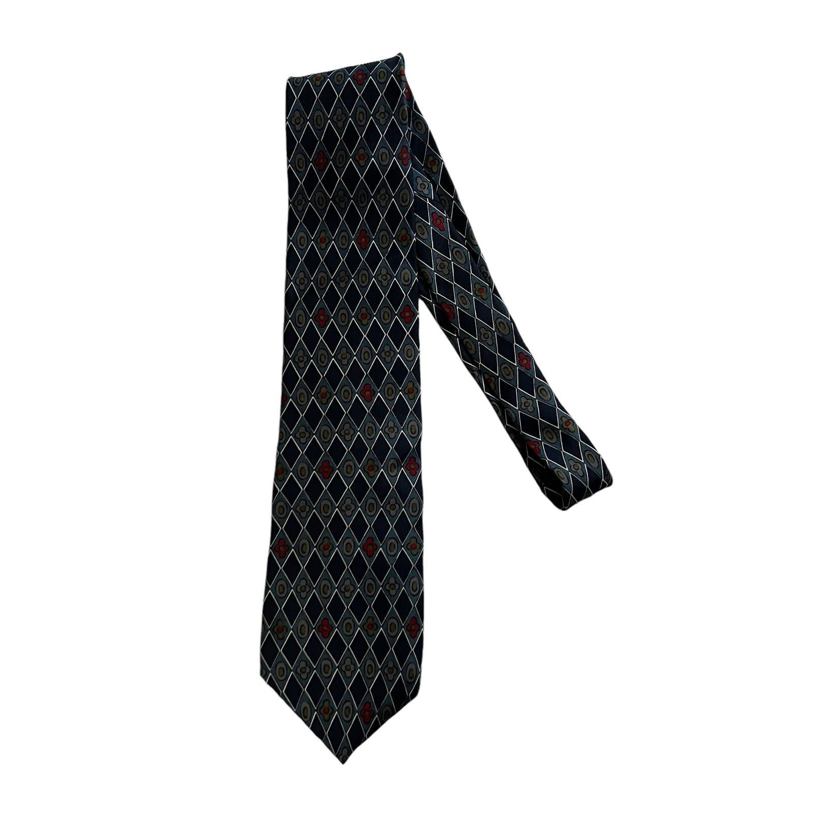Givenchy Vintage Givenchy Monsieur Diamond Geometric Pattern Silk Tie Size ONE SIZE - 3 Thumbnail