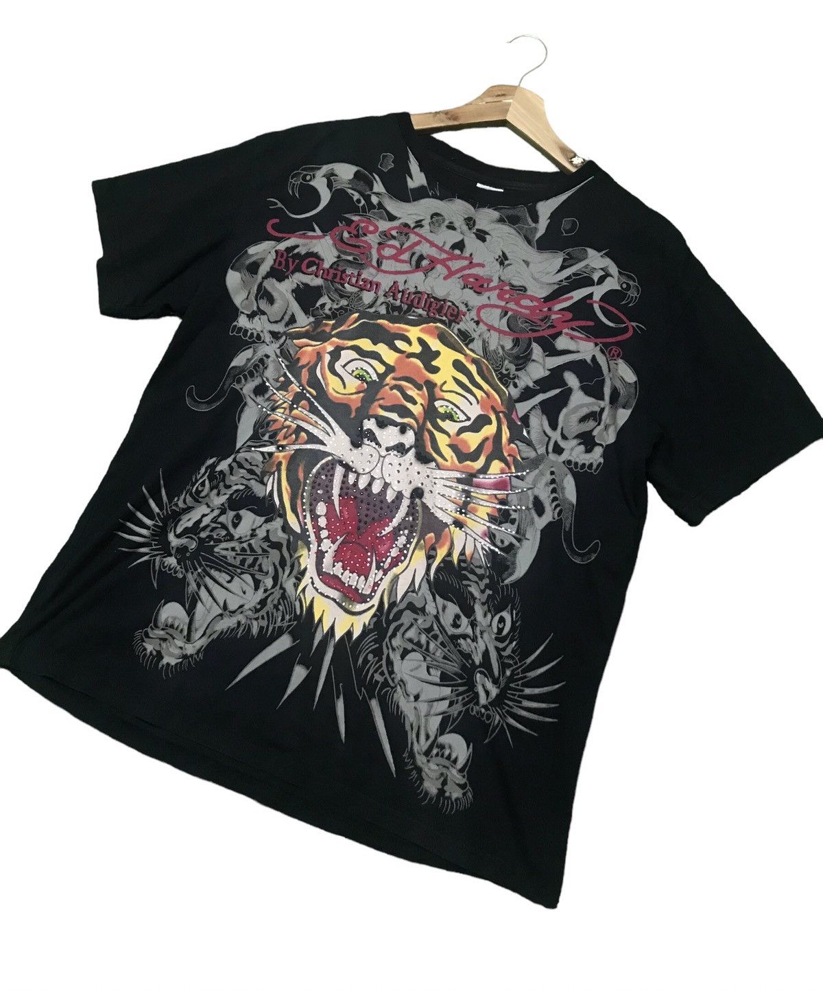 Ed Hardy Crazy🔥🔥 Vtg Y2K Ed Hardy by Christian Audigier Tiger Shirt Size US L / EU 52-54 / 3 - 2 Thumbnail