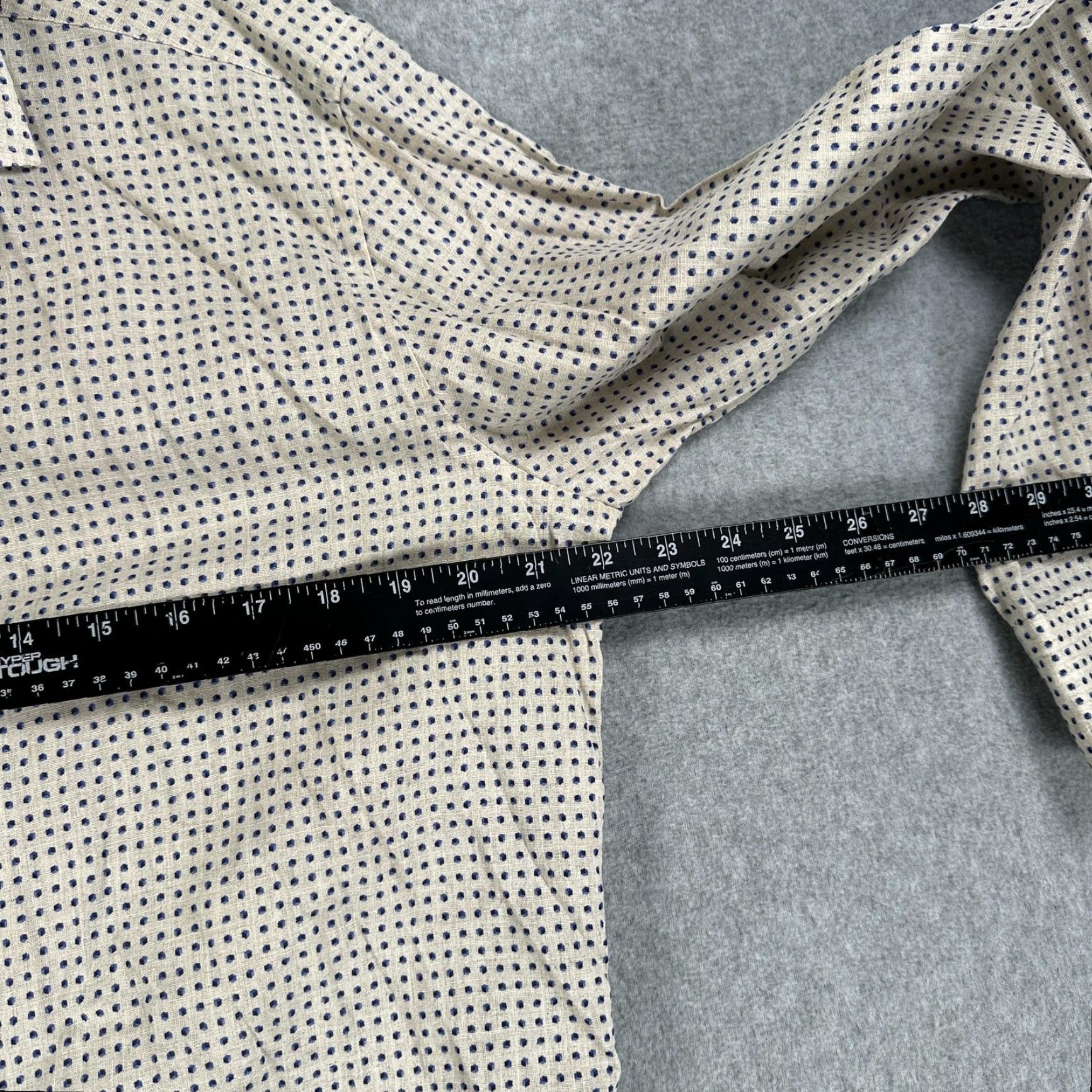 Vintage Luciano Barbera Shirt Mens L Beige Blue Polka Dot Cotton Linen Made Italy Size US L / EU 52-54 / 3 - 5 Thumbnail
