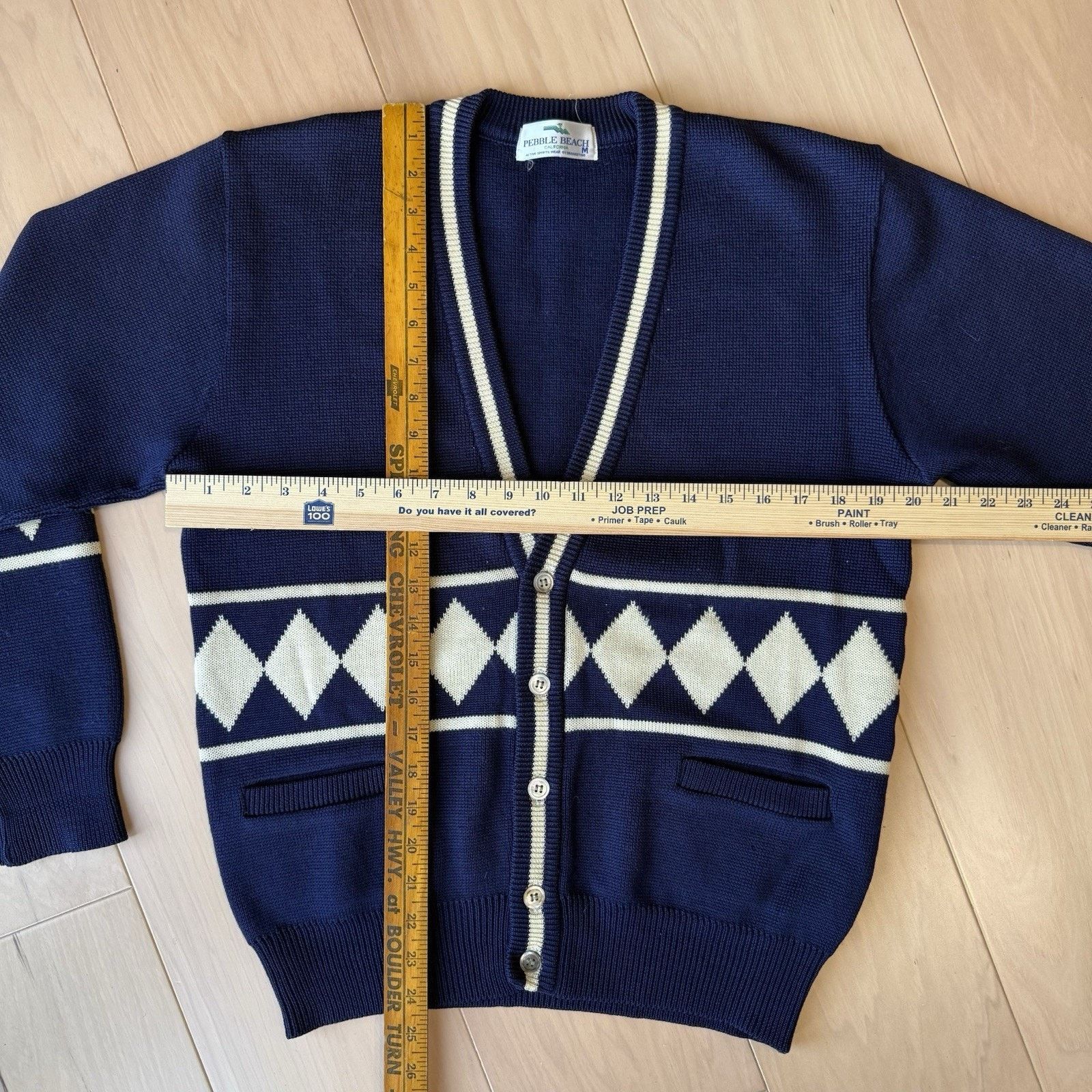 Other Vintage Pebble Beach Cardigan M Blue Wool Argyle Diamond 80s Size US M / EU 48-50 / 2 - 3 Thumbnail