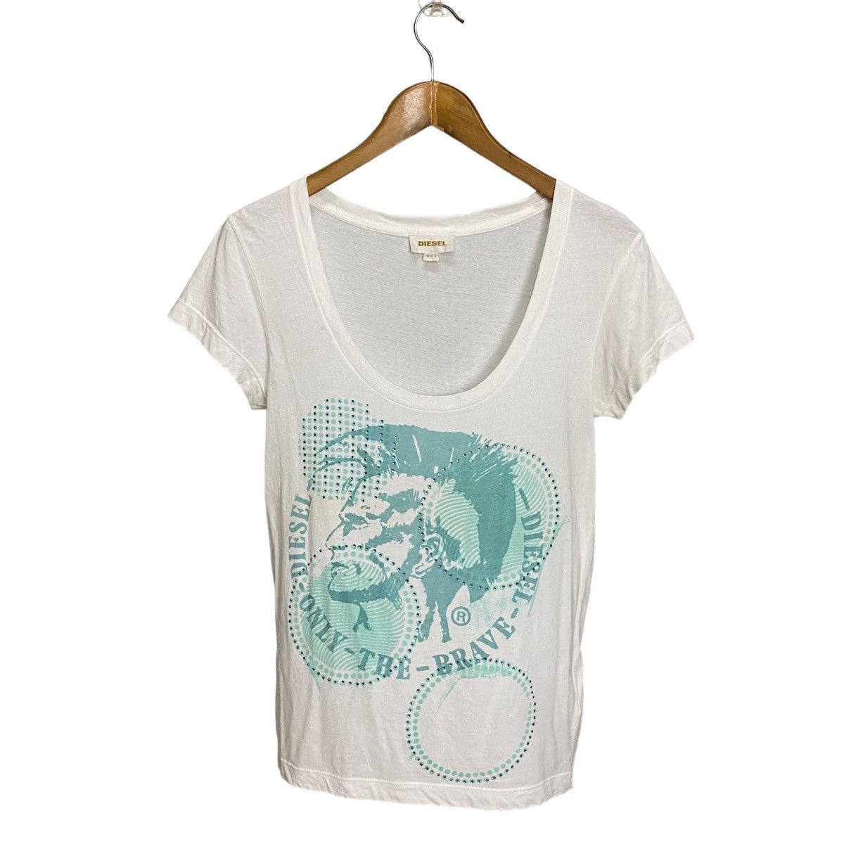 image of Diesel Mohican Tee Rhinestone in White, Women's (Size Small)