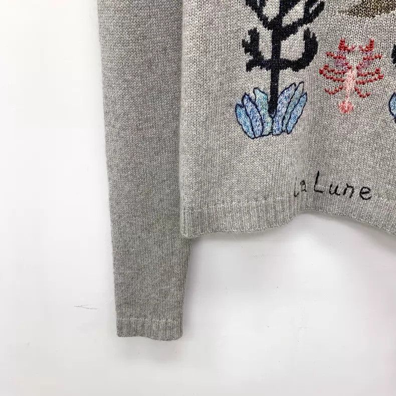 Dior Dior Gray star and moon pattern embroidered cashmere sweat Size XS / US 0-2 / IT 36-38 - 4 Thumbnail