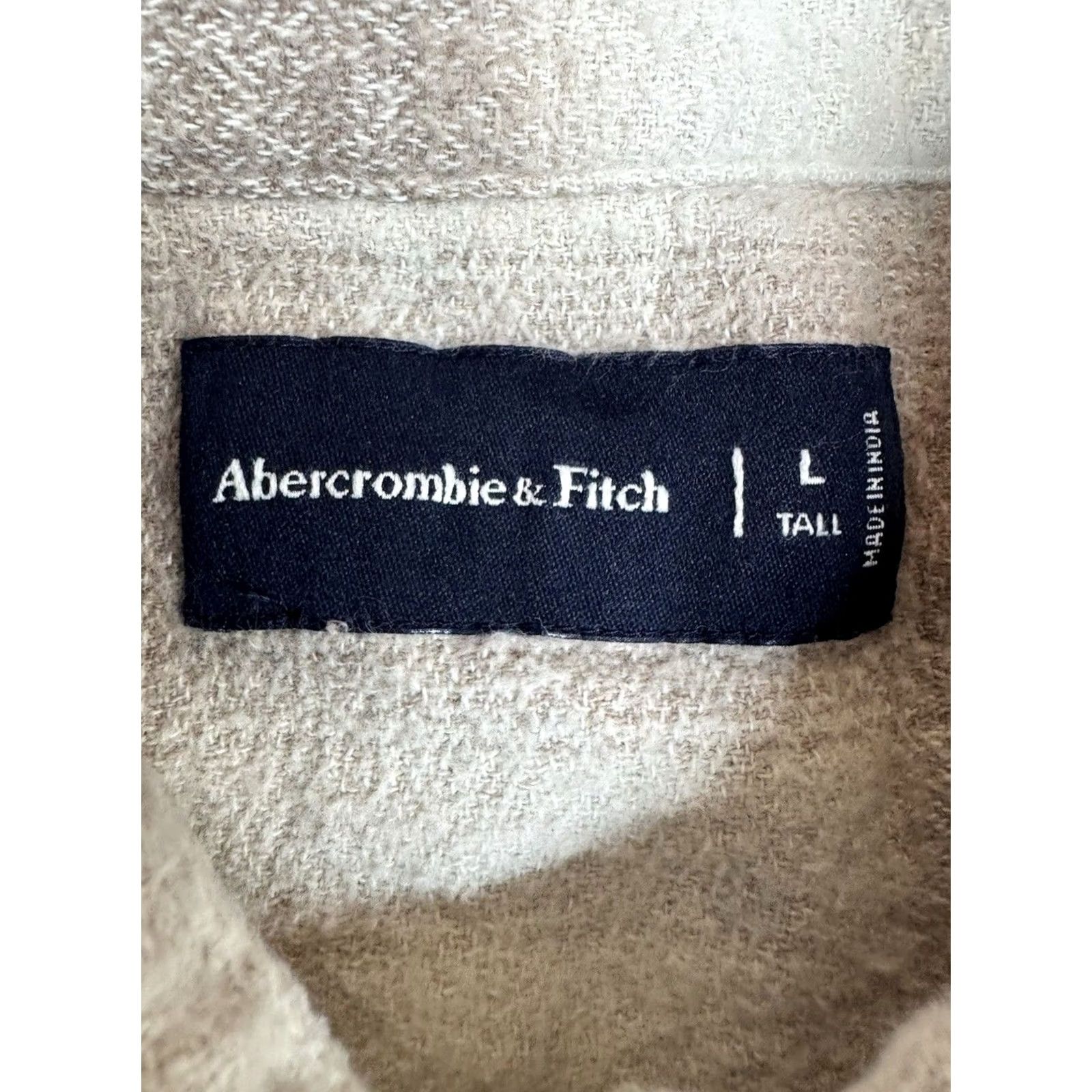 Abercrombie & Fitch Abercrombie & Fitch Plaid Heavy Flannel Shirt Jacket Shacket Beige Mens LT Button-Up Long Sleeve Pocketed Lightweight? No, heavyweight. Size US L / EU 52-54 / 3 - 3 Thumbnail