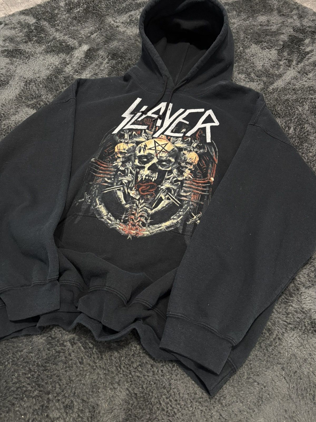 Band Tees Vintage 00s Slayer World Tour Big Logo Hoodie Size US XL / EU 56 / 4 - 3 Thumbnail