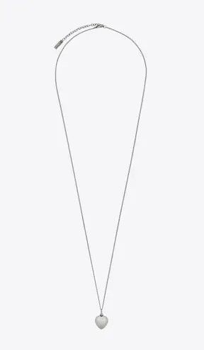 Saint Laurent Paris o1b1hav111124 Size: OS / Long Heart Charm Necklace in Grey Size ONE SIZE - 1 Thumbnail