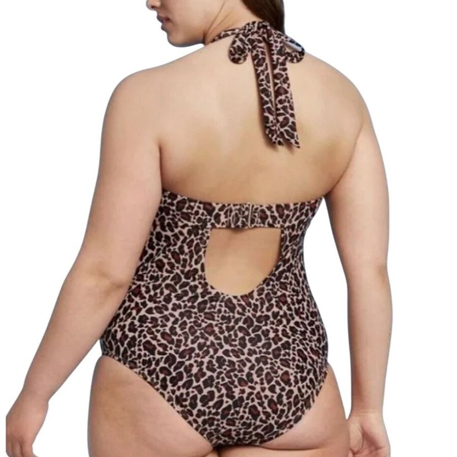 Other Leopard Print Halter One-Piece Swimsuit Size 22W By Kona Sol Size 3XL / US 20-22 - 3 Thumbnail