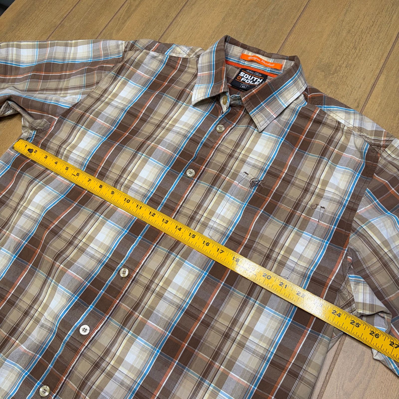 Southpole Vintage South Pole Plaid Button Up Shirt Mens XL Brown Y2K Size US XL / EU 56 / 4 - 5 Thumbnail